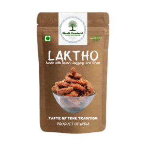 Home Laktho traditional sweet made with gram flour, rice flour, jaggery, and saunf